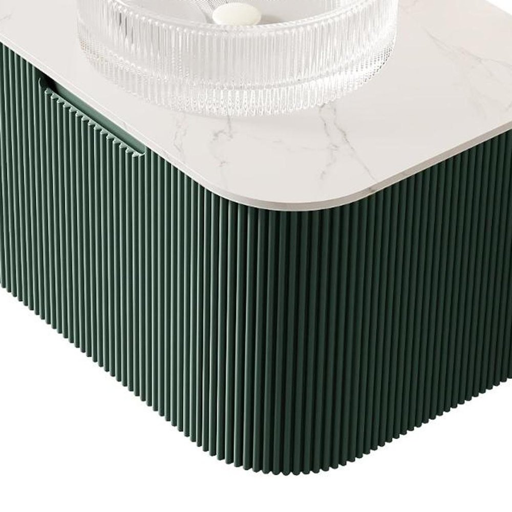 24" Green Wood Floating Bathroom Vanity With White Glass Sink HomeRoots