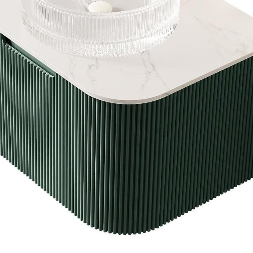 24" Green Wood Floating Bathroom Vanity With White Glass Sink — view 5