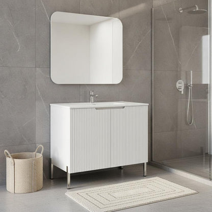 30" White Wood Double Door Bathroom Vanity HomeRoots
