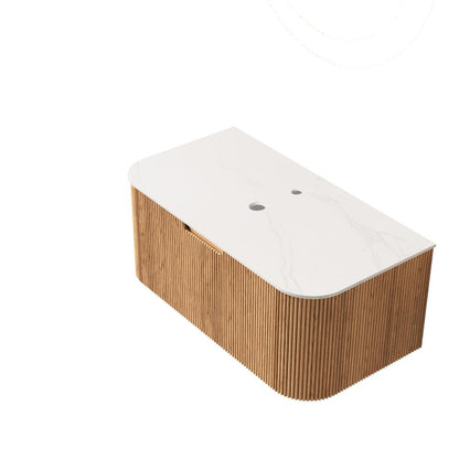 36" Brown Wood Floating Bathroom Vanity HomeRoots