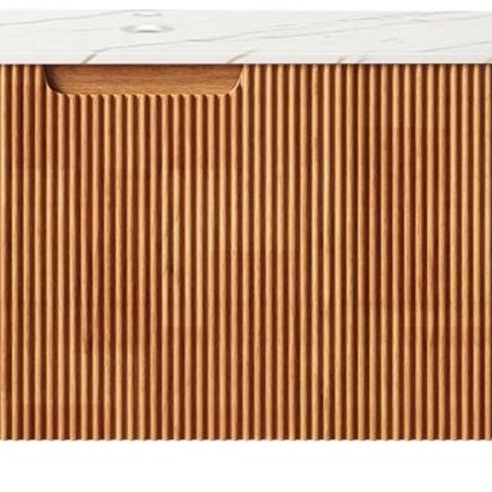36" Brown Wood Floating Bathroom Vanity HomeRoots