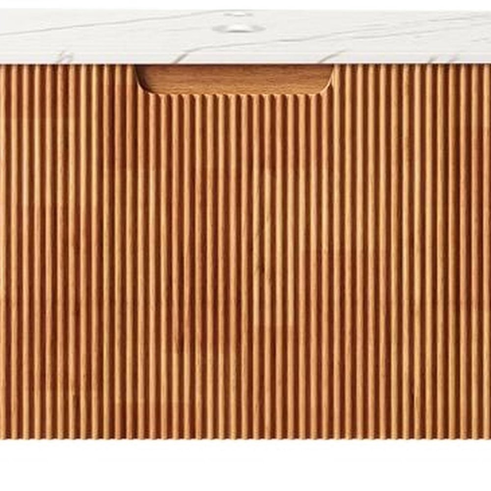 36" Brown Wood Floating Bathroom Vanity — view 4