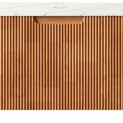 36" Brown Wood Floating Bathroom Vanity HomeRoots