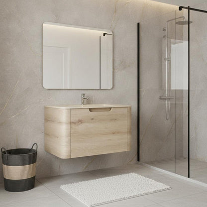 24" Brown Wood Floating Bathroom Vanity HomeRoots