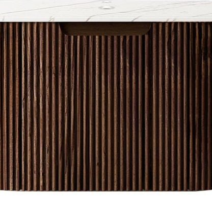 24" Brown Wood Floating Bathroom Vanity HomeRoots
