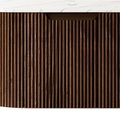 24" Brown Wood Floating Bathroom Vanity HomeRoots