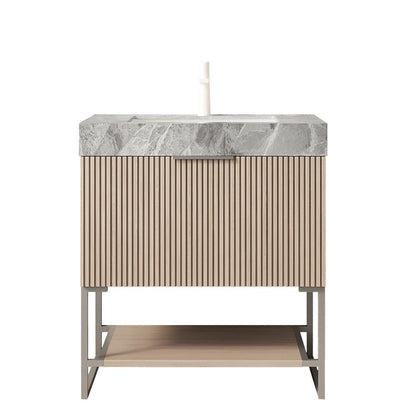 30" Brown Wood Bathroom Vanity With White Ceramic Sink HomeRoots