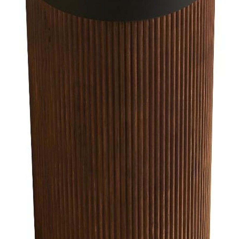 16" Brown Wood Floating Bathroom Vanity With Black Marble Sink HomeRoots