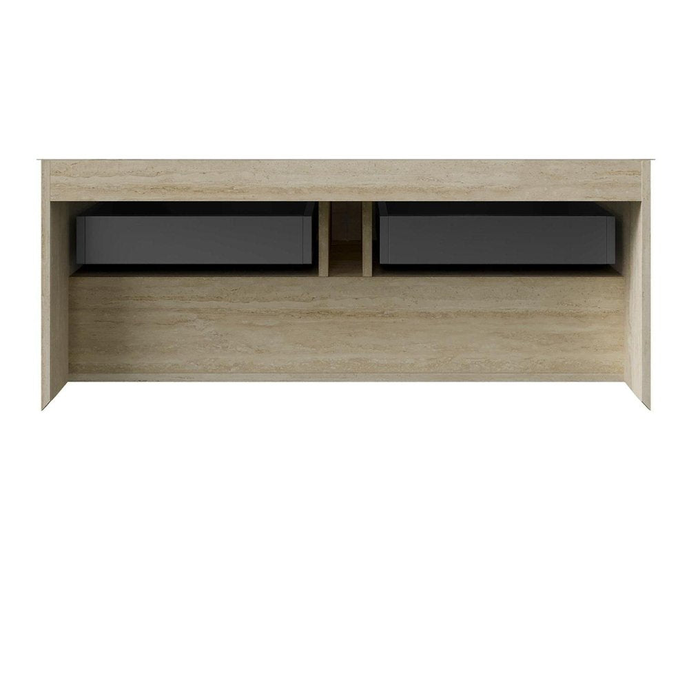 48" Brown Wood Floating Bathroom Vanity With Two Drawers — view 3