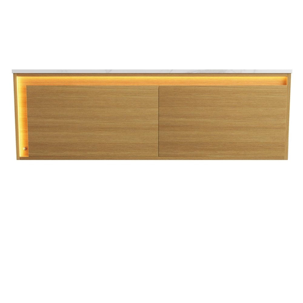 48" Brown Wood Floating Bathroom Vanity With Two Drawers HomeRoots