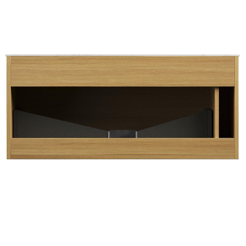 35" Brown Wood Floating Bathroom Vanity HomeRoots