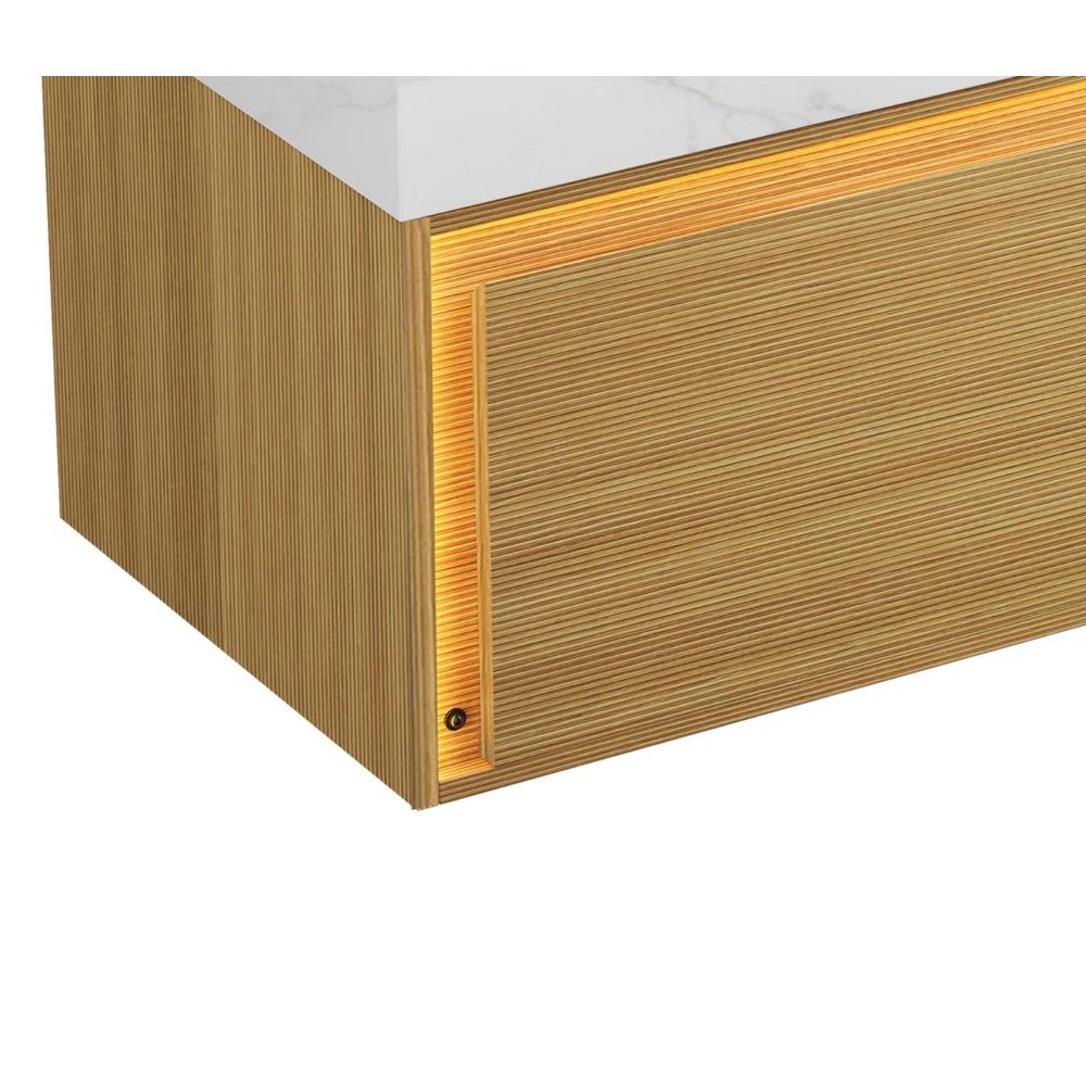 35" Brown Wood Floating Bathroom Vanity — view 4