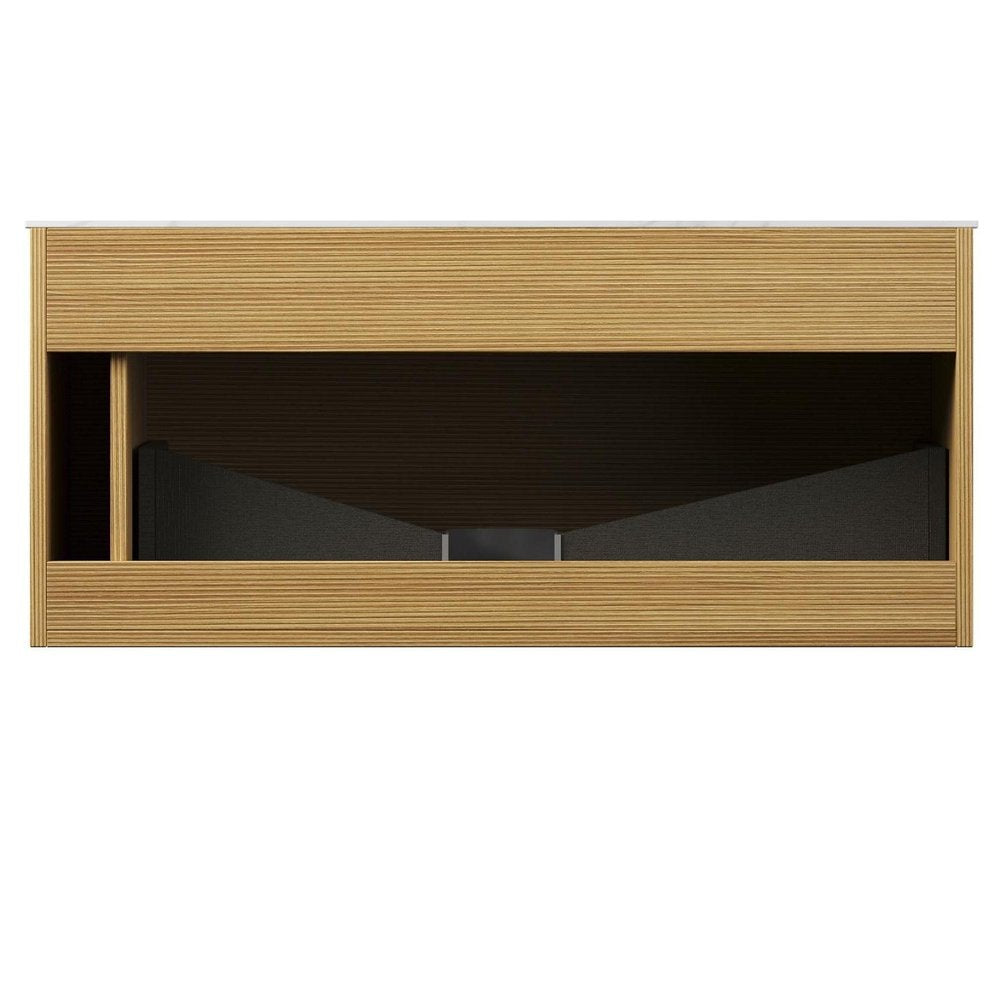 35" Brown Wood Floating Bathroom Vanity HomeRoots