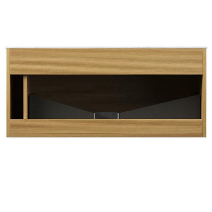 35" Brown Wood Floating Bathroom Vanity HomeRoots