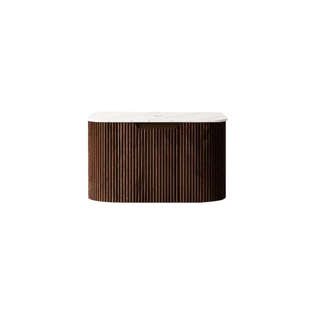 24" Brown Wood Floating Bathroom Vanity HomeRoots
