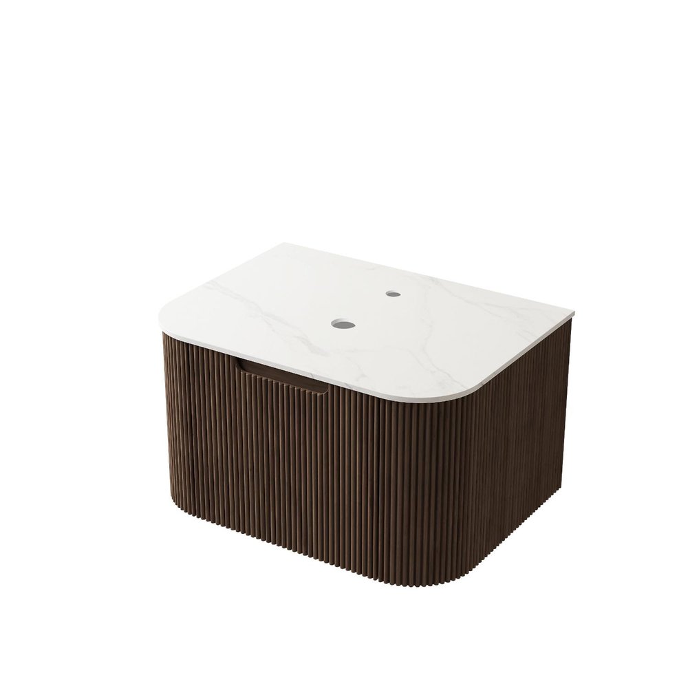 24" Brown Wood Floating Bathroom Vanity — view 2