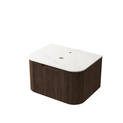 24" Brown Wood Floating Bathroom Vanity HomeRoots