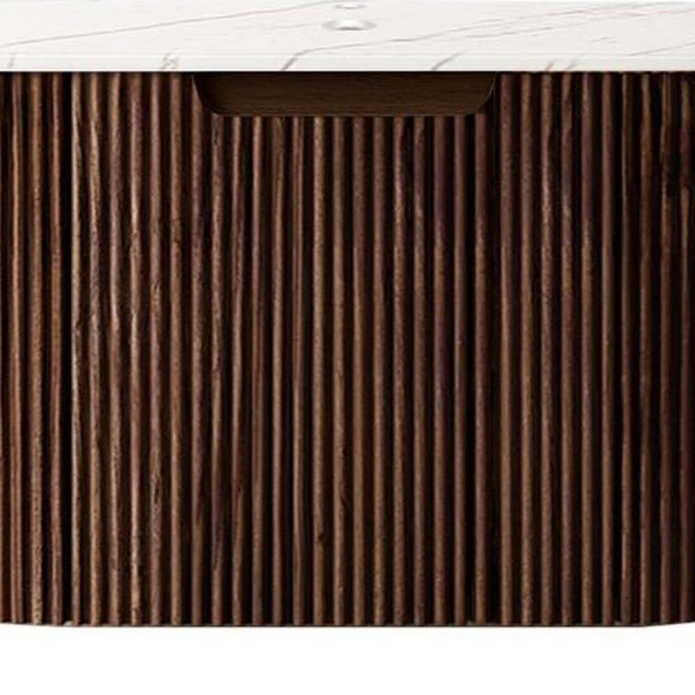24" Brown Wood Floating Bathroom Vanity — view 4