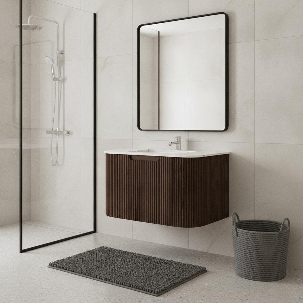 24" Brown Wood Floating Bathroom Vanity HomeRoots