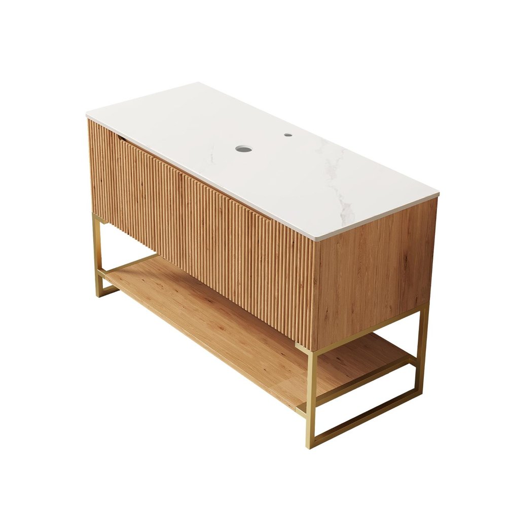 47" Brown Wood Four Door Bathroom Vanity HomeRoots