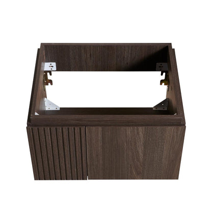 24" Brown Wood Floating Double Door Bathroom Vanity HomeRoots