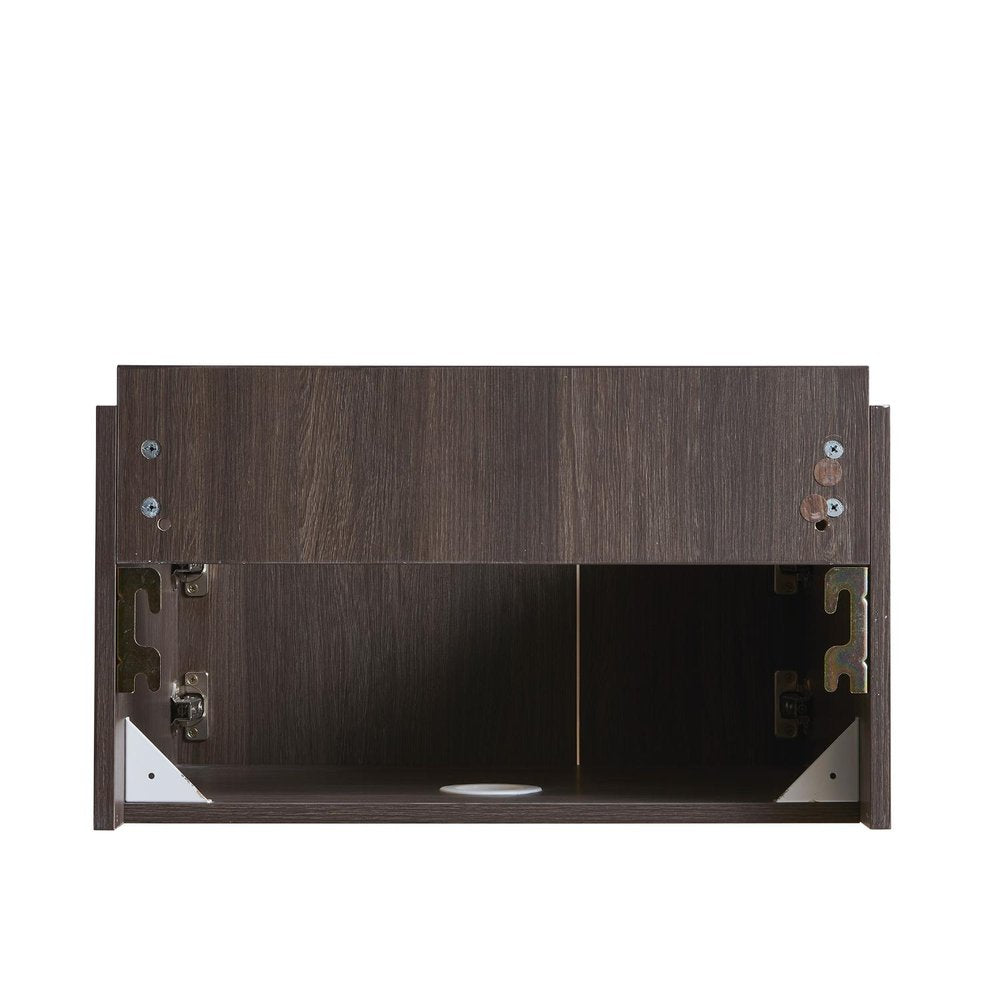 24" Brown Wood Floating Double Door Bathroom Vanity HomeRoots