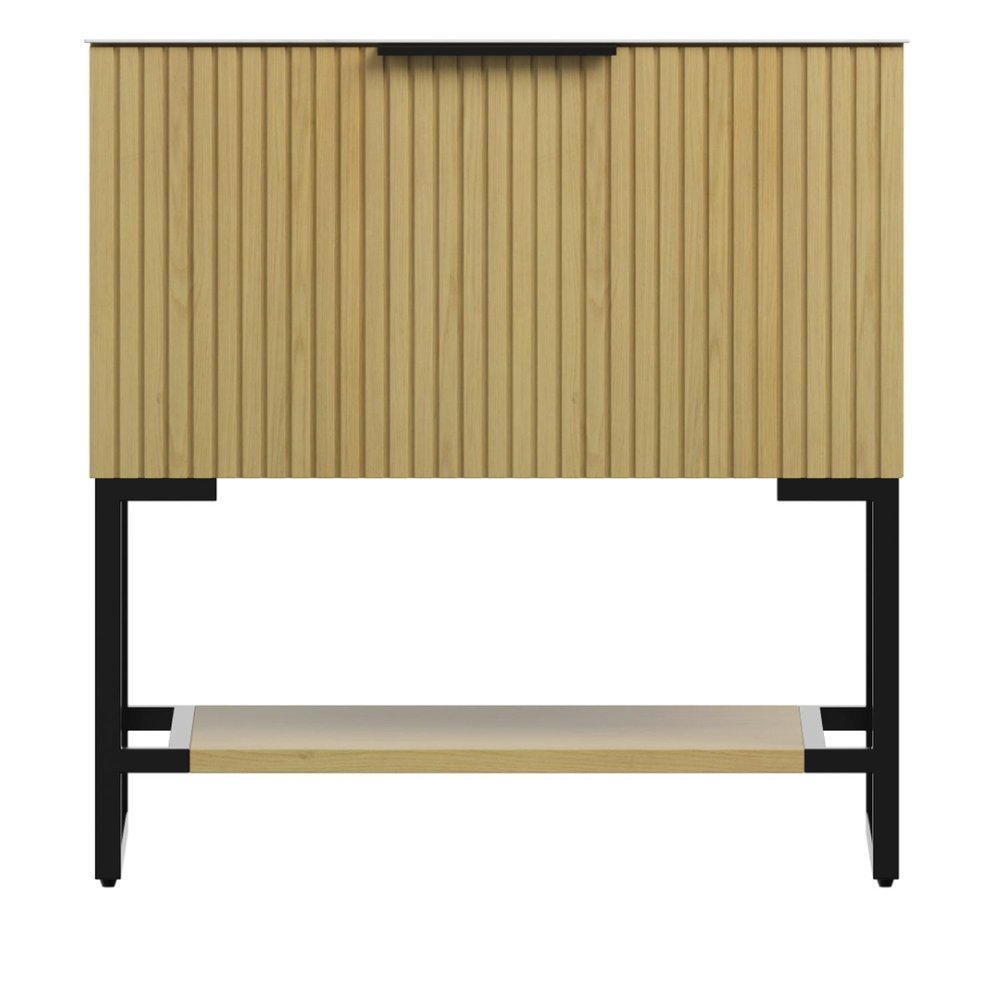 30" Brown Wood Bathroom Vanity — view 1