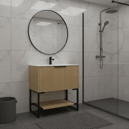 30" Brown Wood Bathroom Vanity HomeRoots