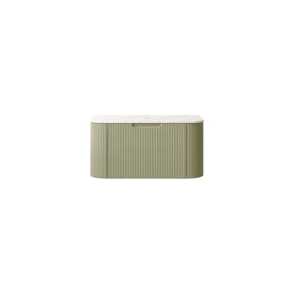 30" Green Wood Floating Bathroom Vanity HomeRoots