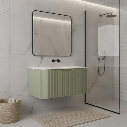 30" Green Wood Floating Bathroom Vanity HomeRoots
