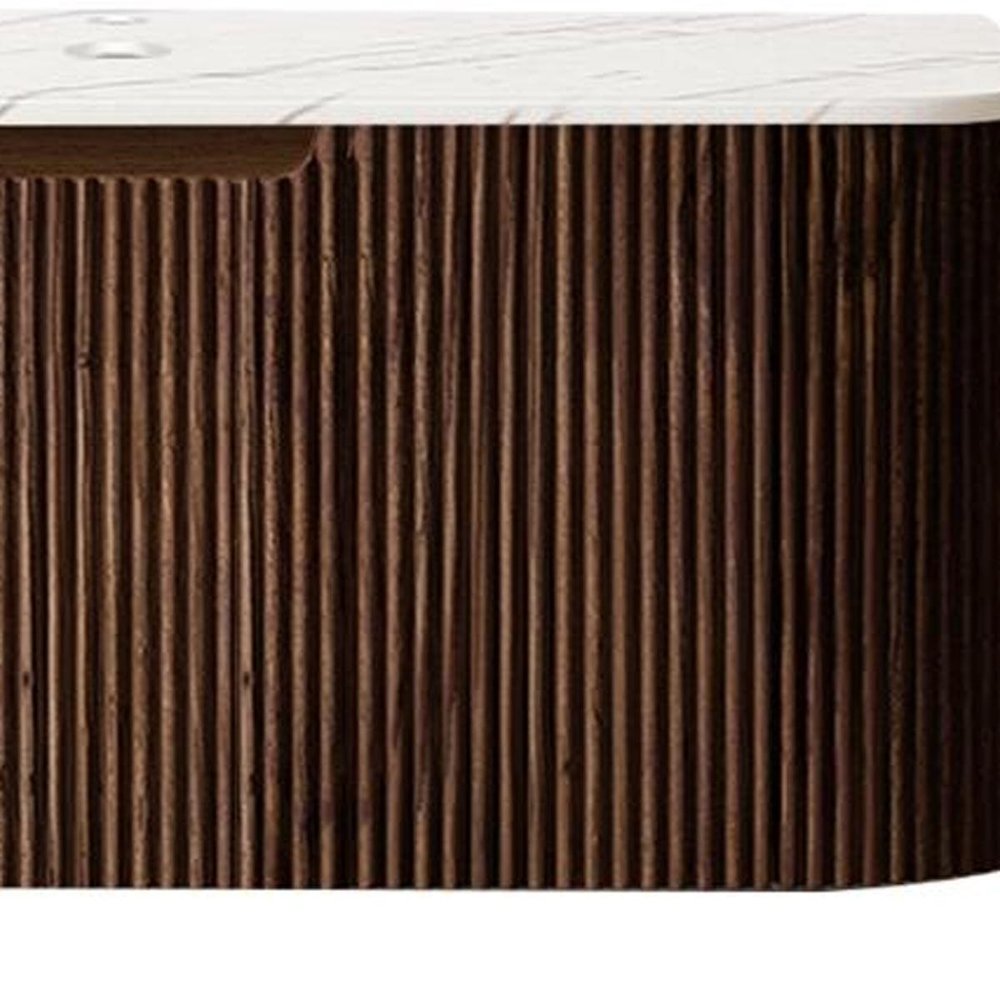 36" Brown Wood Floating Bathroom Vanity — view 3