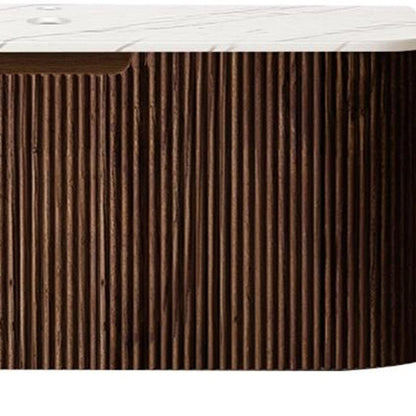 36" Brown Wood Floating Bathroom Vanity HomeRoots