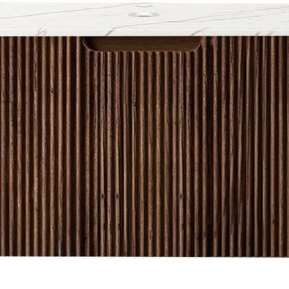 36" Brown Wood Floating Bathroom Vanity HomeRoots