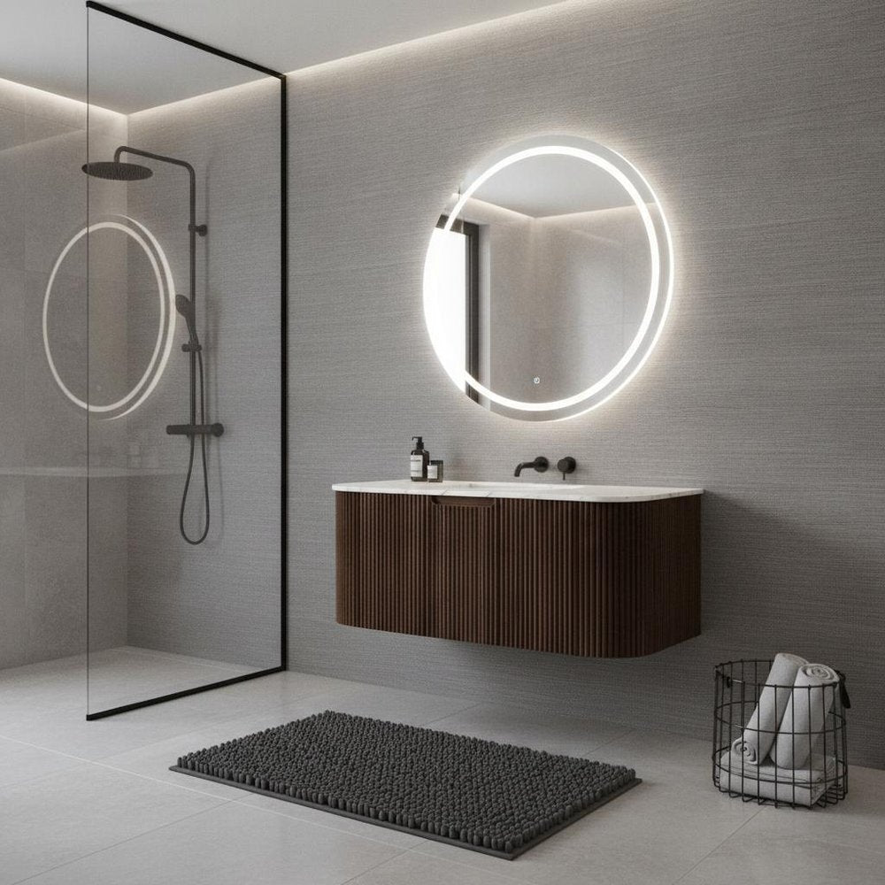36" Brown Wood Floating Bathroom Vanity — view 5