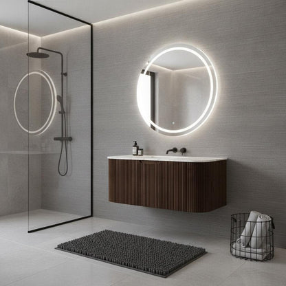 36" Brown Wood Floating Bathroom Vanity HomeRoots