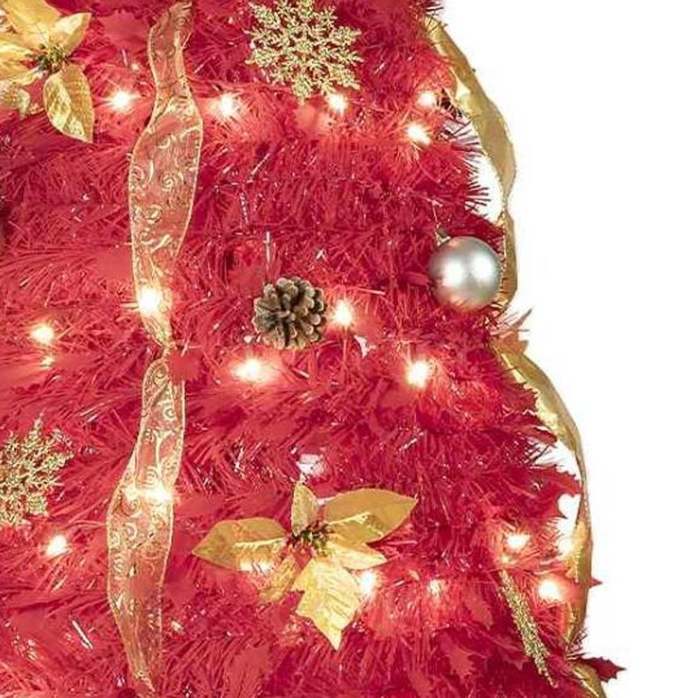 6' Red Full Fir Christmas Tree With Decorations HomeRoots