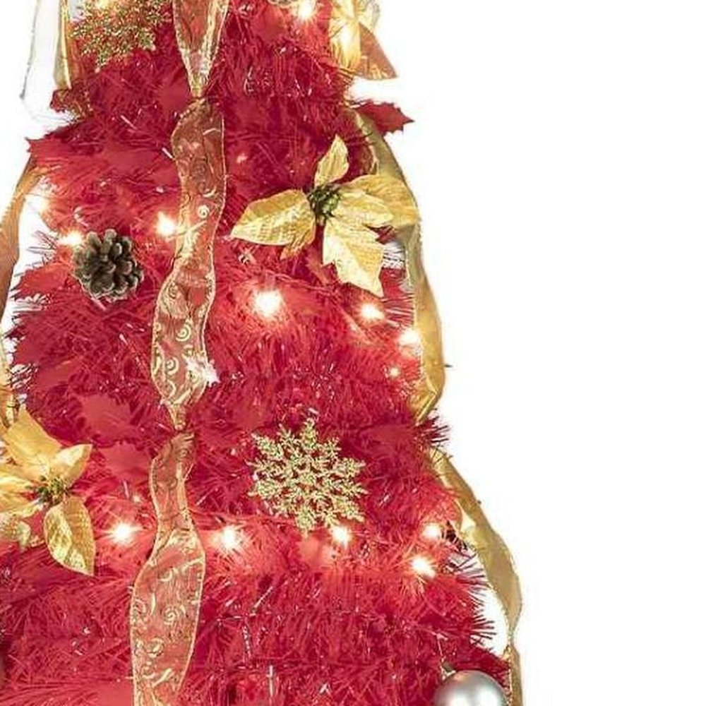 6' Red Full Fir Christmas Tree With Decorations — view 5