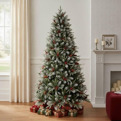 4' White Full Flocked Fir Christmas Tree With Decorations HomeRoots