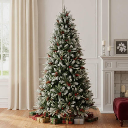 4' White Full Flocked Fir Christmas Tree With Decorations HomeRoots
