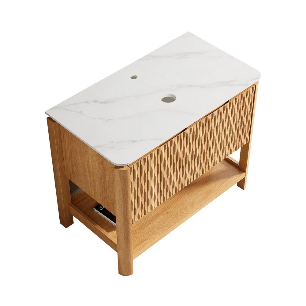 36" Brown Wood Double Door Bathroom Vanity — view 2