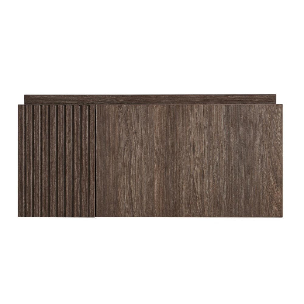 30" Brown Wood Floating Single Door Bathroom Vanity — view 1