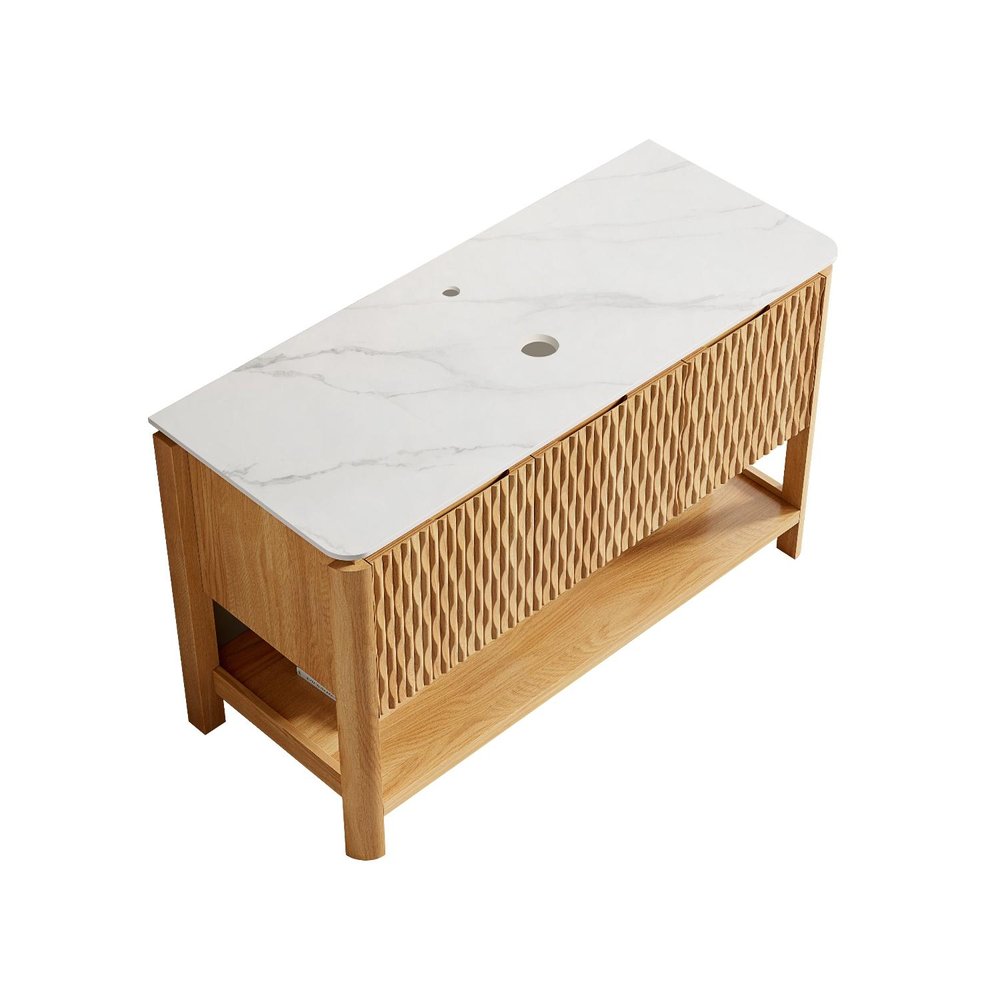 48" Gold Wood Three Door Bathroom Vanity HomeRoots
