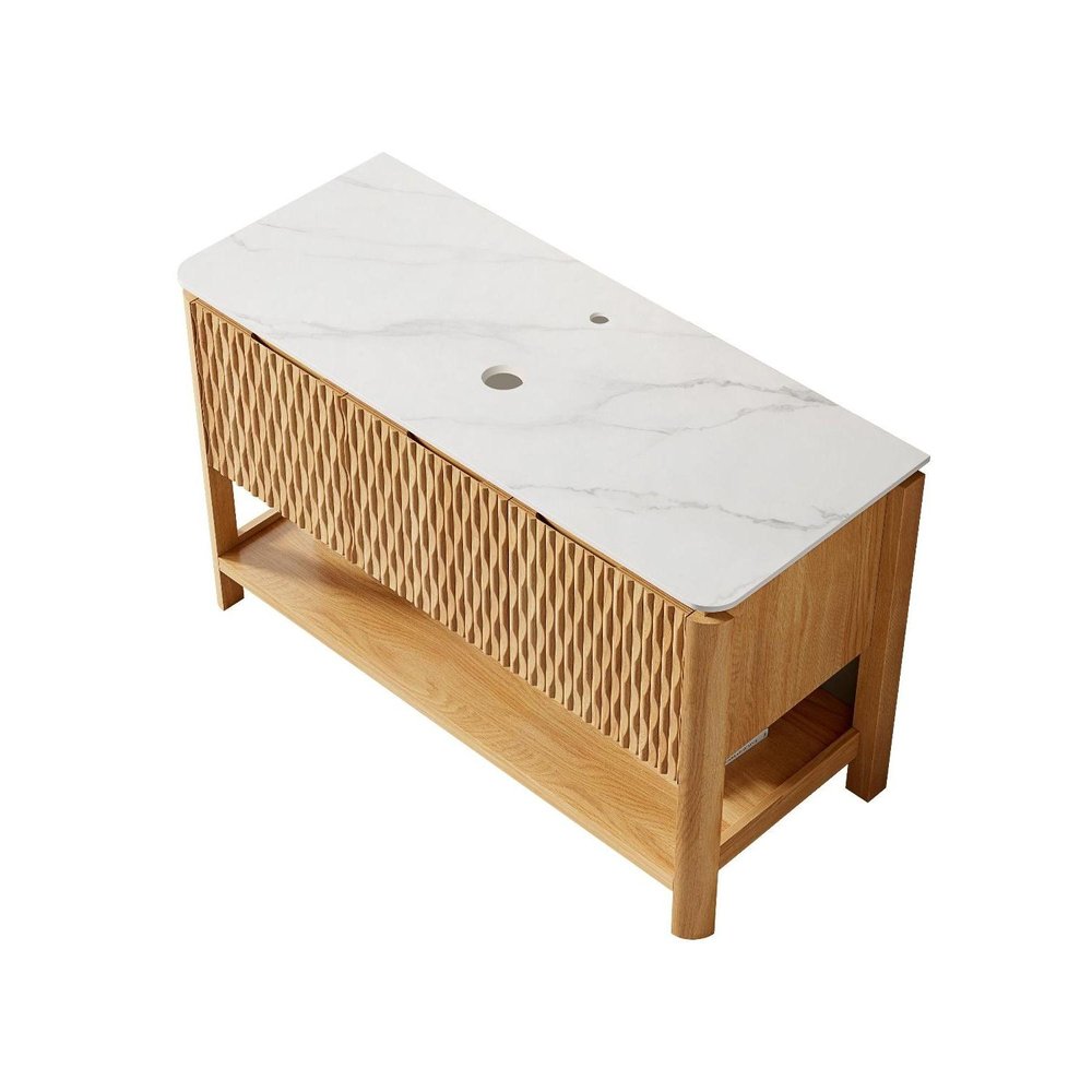 48" Gold Wood Three Door Bathroom Vanity — view 4