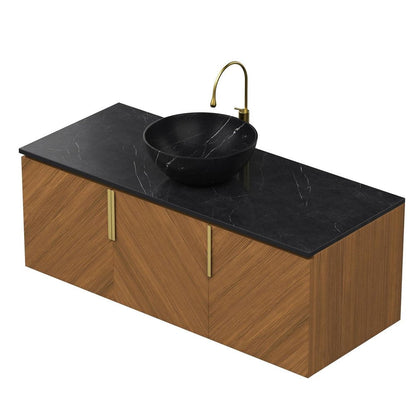 48" Brown Wood Floating Three Door Bathroom Vanity HomeRoots