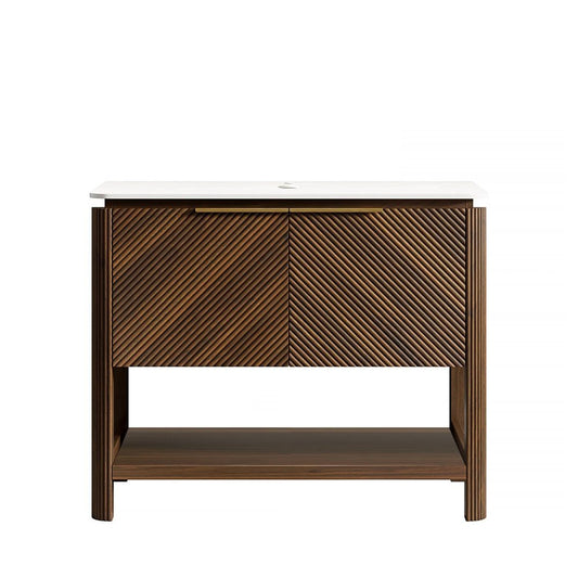 36" Brown Wood Double Door Bathroom Vanity