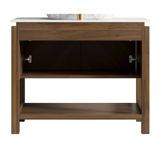 36" Brown Wood Double Door Bathroom Vanity