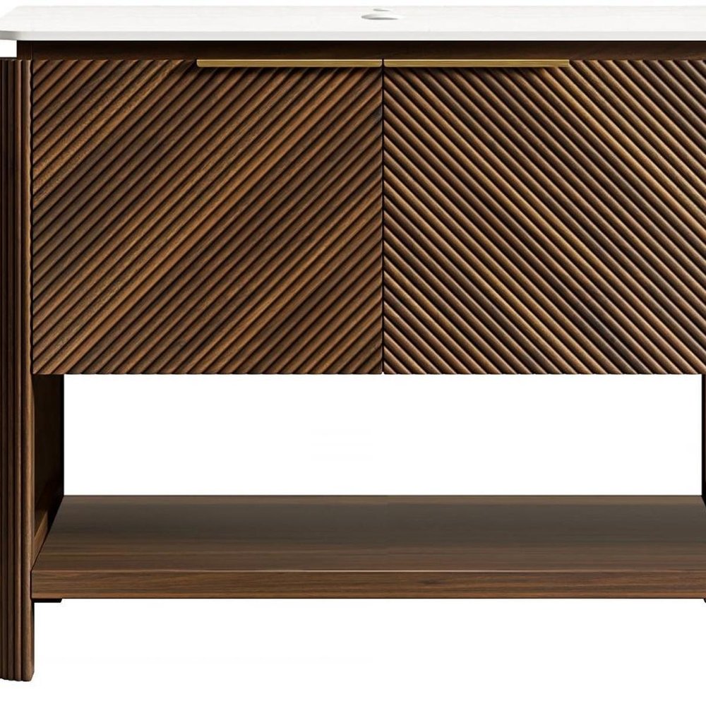 36" Brown Wood Double Door Bathroom Vanity HomeRoots
