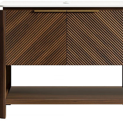 36" Brown Wood Double Door Bathroom Vanity HomeRoots
