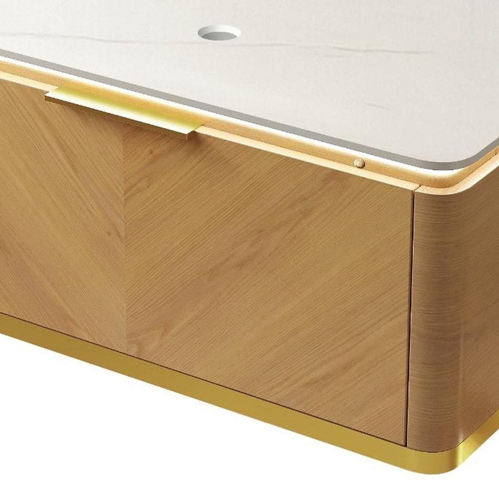 36" Brown Wood Floating Bathroom Vanity