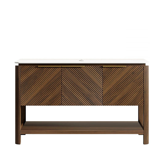 48" Brown Wood Three Door Bathroom Vanity